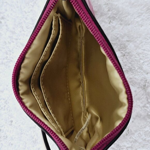 COACH Fushia Signature Logo Canvas and Leather Top Zip Wristlet Wallet Organizer - Picture 15 of 16